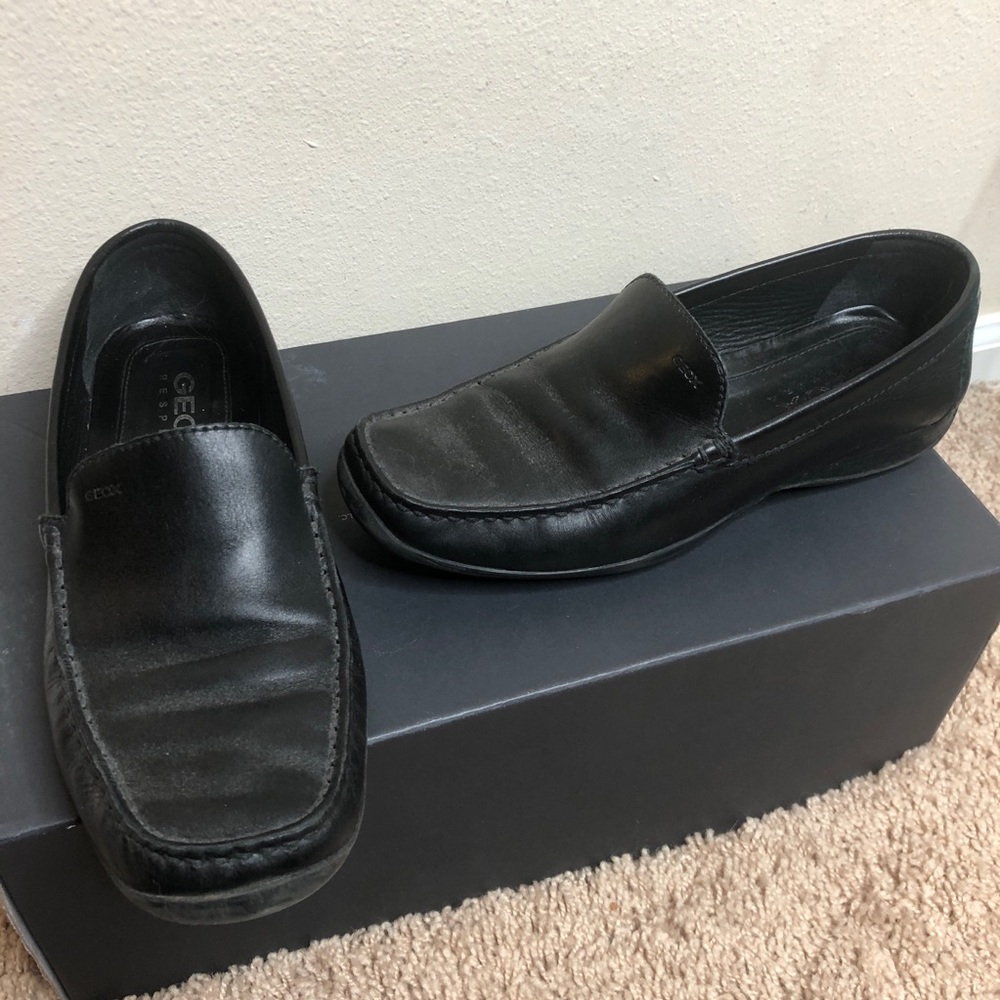Geox Respira Black Leather Moccasin Dress Shoe